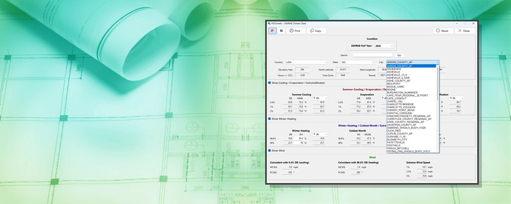 Look Up ASHRAE Climatic Design Conditions Worldwide