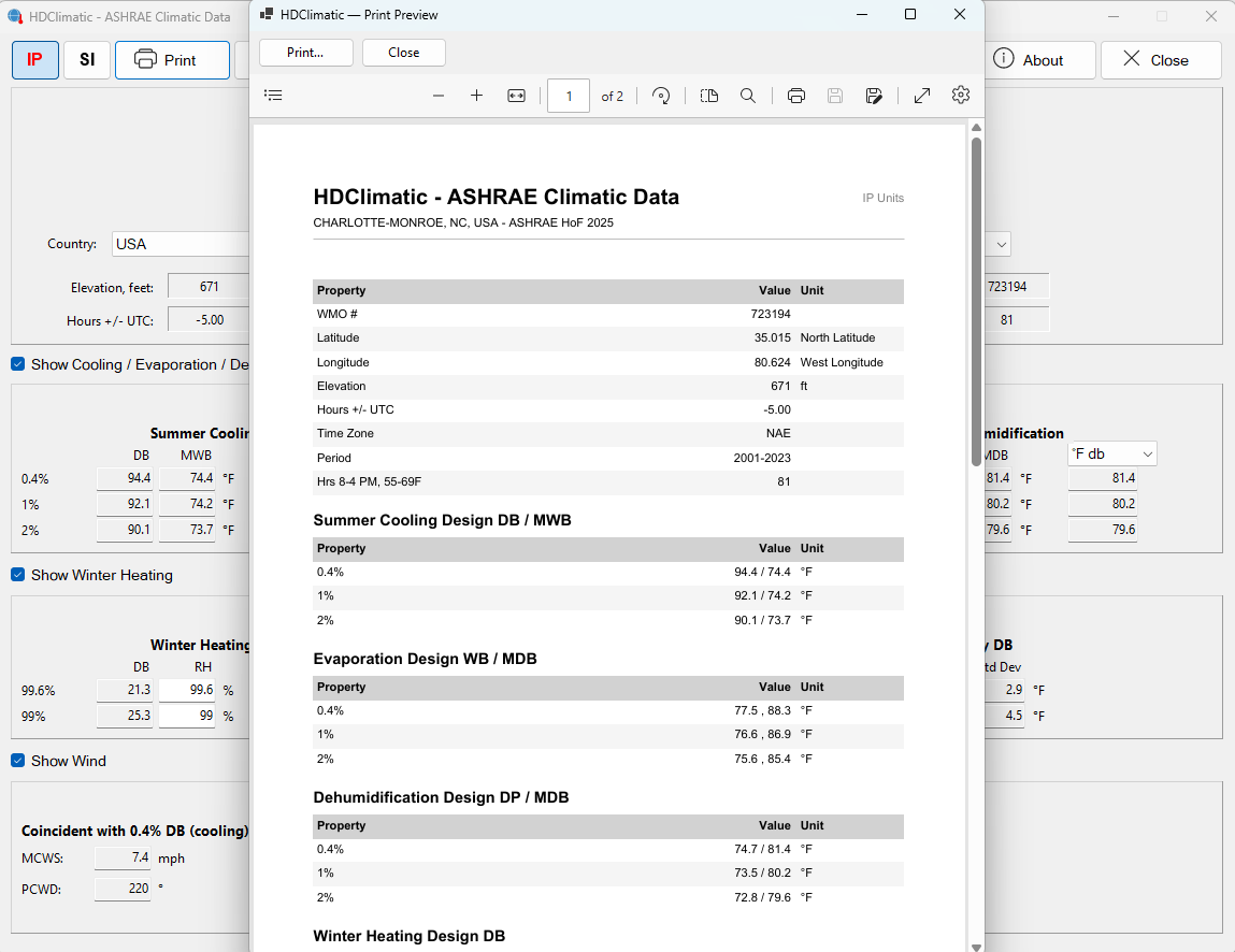 HDClimatic - Wind Design Data